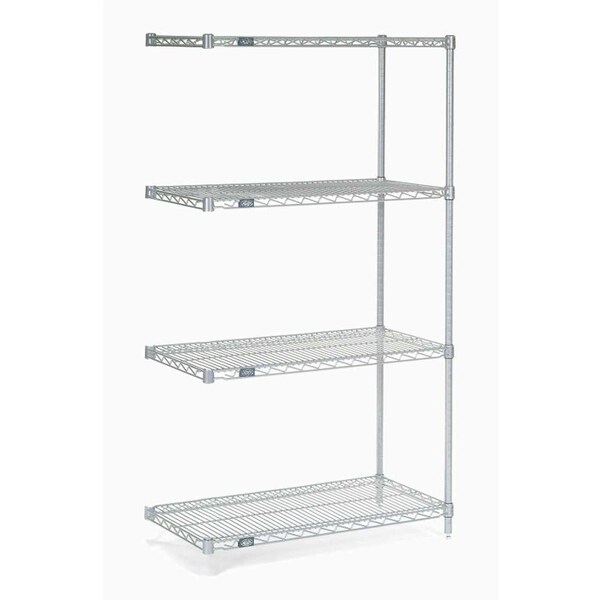 Nexel 5 Tier Silver Epoxy Wire Shelving Add-On Unit, 48W x 21D x 74H A21487EP5 - main